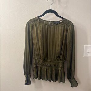 Tahari Olive Long Sleeve Blouse
